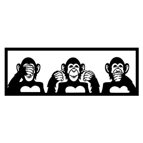 Nástenná dekorácia Three Monkeys čierna - M