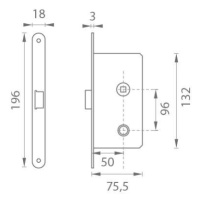 AGB - Zámok na dvere MEDIANA EVOLUTION - PZ BRM - bronz matný (22) PZ otvor pre vložku 85 mm