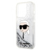 Karl Lagerfeld Liquid Glitter Karl Head Zadný Kryt pre iPhone 15 Pro Max Silver