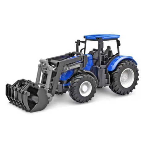 Kids Globe traktor modrý s predným nakladačom voľný chod 27cm