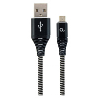 Kábel CABLEXPERT USB 2.0 AM na MicroUSB (AM/BM), 1m, opletený, černo-biely, blister, PREMIUM QUA