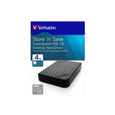 Verbatim externí pevný disk, Store N Save, 3.5", USB 3.0 (3.2 Gen 1), 4TB, 47685, černý
