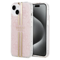 Guess IML 4G Gold Stripe Zadný Kryt pre iPhone 15 Pink