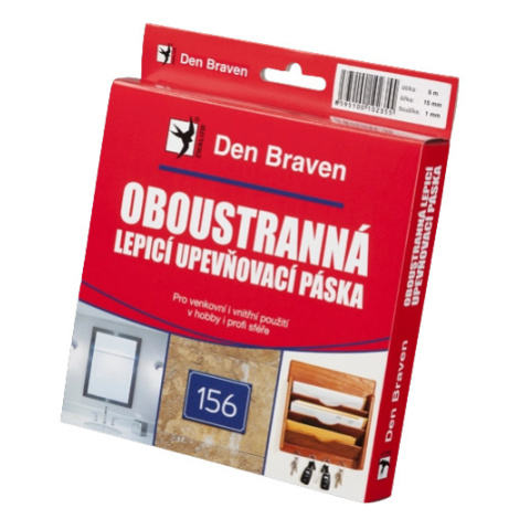 DEN BRAVEN - Obojstranne lepiaca a upevňovacia páska 15mmx1 biela - 5m