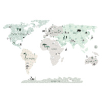 Pastelowe Love Detské nástenné samolepky MAPA SVETA zelené Zvoľte rozmer: L, Zvoľte jazyk: Český