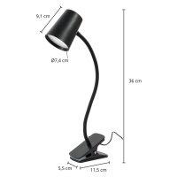 Stolná lampa Lindby Ailina LED, objímková základňa, čierna