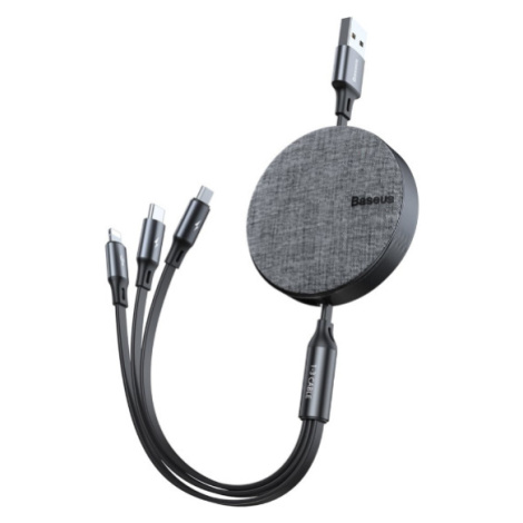 Baseus Fabric 3in1 CAMLT-BYG1, USB-A na Micro/Lightning/USB-C, 3.5A, 1.2m, Dark Gray