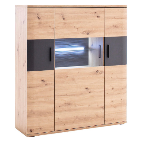 Livetastic VYSOKÁ KOMODA, antracitová, číra, farba duba, 120/134/37 cm