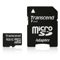 Karta TRANSCEND MicroSDHC 4GB Class 10 + adaptér