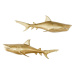 Nástenná dekorácia žralok DAKENTA 2 ks Dekorhome Zlatá,Nástenná dekorácia žralok DAKENTA 2 ks De