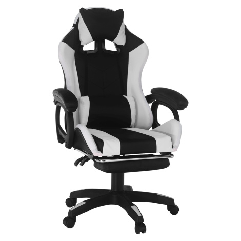 Kancelárske/herné kreslo s RGB LED podsvietením, čierna/biela, JOVELA Tempo Kondela