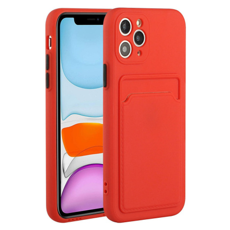 Xiaomi Redmi 9, silikónové puzdro s držiakom kariet, Wooze Card Slot, červené