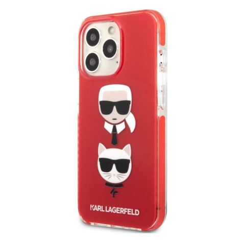 Puzdro Karl Lagerfeld na Apple iPhone 13 Pro KLHCP13LTPE2TR Karl and Choupette Heads červené