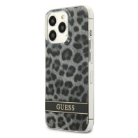 Plastové puzdro Guess na Apple iPhone 13 Pro GUHCP13LHSLEOK Leopard Electro Stripe sivé