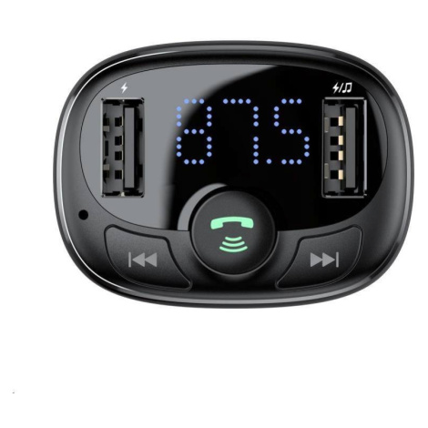 Baseus T-Typed duální adaptér do automobilu 2* USB-A a MP3 přehrávač, černá