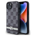 DKNY PU Leather Checkered Pattern and Stripe Zadný Kryt pre iPhone 14 Black