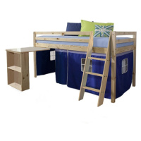 KONDELA Alzena 90 drevená poschodová posteľ s roštom borovica / modrá