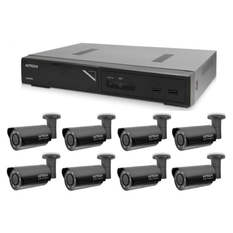 Kamerový set 1x AVTech NVR AVH1109 a 8x 5MPX IP Bullet kamera AVTech AVTECH AVM5547 + 8x Kábel U