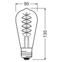 OSRAM LED Vintage 1906 Edison, zlatá, E27, 7 W, 2 200 K, tl.