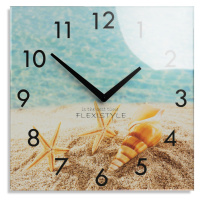 domtextilu.sk Dekoračné sklenené hodiny 30 cm s motívom pláže 57315