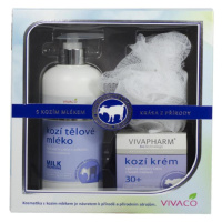 VIVACO Body Tip Kozie Telové mlieko 400 ml + krém 50 ml + umývacia hubka Darčekové balenie