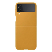 Samsung Galaxy Z Flip3 5G SM-F711B, Plastový zadný kryt, kožený zadný kryt, žltý, továrenský