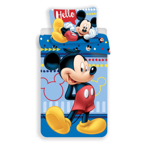 Bavlnené detské obliečky na jednolôžko 140x200 cm  Mickey "Hello" – Jerry Fabrics