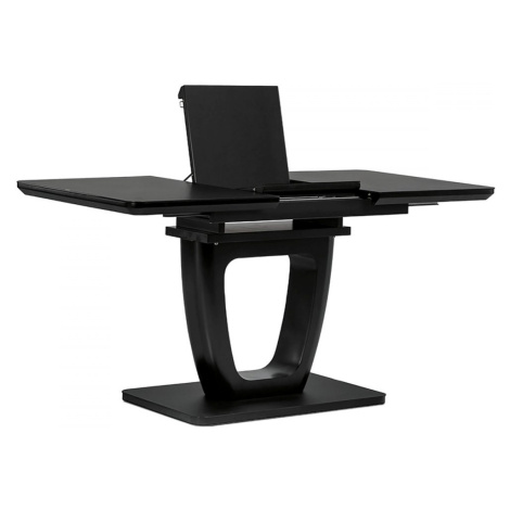 AUTRONIC HT-430 BK Jedálenský stôl 110+40x75 cm, čierna 4 mm sklenená doska, MDF, čierny matný l