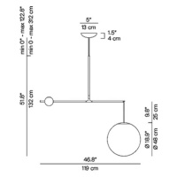 Závesná lampa Luceplan Malamata mosadz, 119 cm