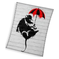 CARBOTEX detská deka Banksy krysa s dáždnikom 150 × 200 cm