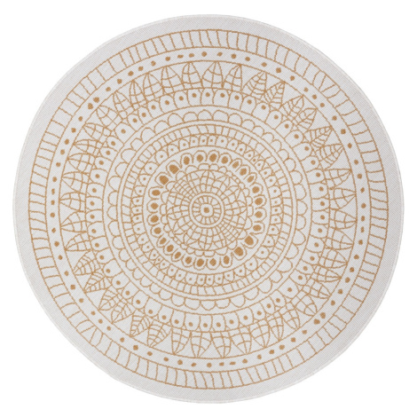 Kusový koberec Twin-Wendeteppiche 105797 Ochre kruh – na ven i na doma - 100x100 (průměr) kruh c