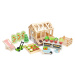 Drevený skleník Greenhouse and Garden Set Tender Leaf Toys s otváracou strechou a 9 druhov zelen