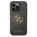 Guess PU 4G Metal Logo Zadný Kryt pre iPhone 15 Pro Grey