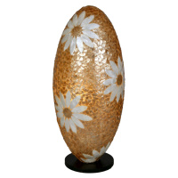 Stolná lampa Lion Capiz mušle s motívom kvetu v tvare vajíčka