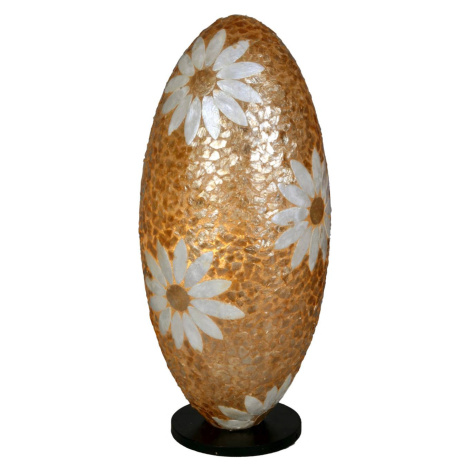Stolná lampa Lion Capiz mušle s motívom kvetu v tvare vajíčka Woru