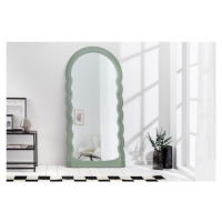 Estila Art deco moderné vysoké zrkadlo Swan s vlnitým rámom v pastelovej zelenej farbe 160cm