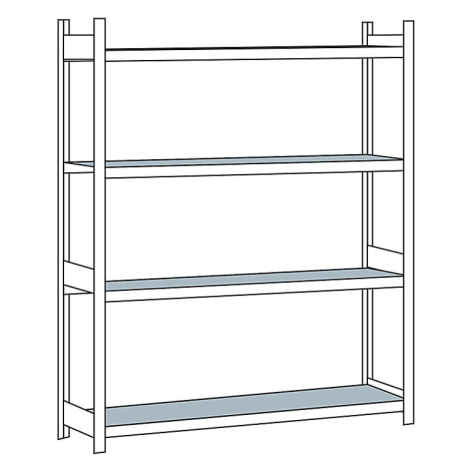 Regál s veľkým rozpätím, s oceľovou policou, výška 2500 mm SCHULTE