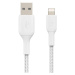 Belkin BOOST Charge Braided Lightning/USB-A odolný kábel, 3m, biely