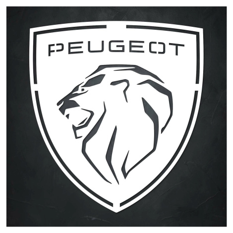 Drevený obraz - Logo Peugeot - Erb, Biela