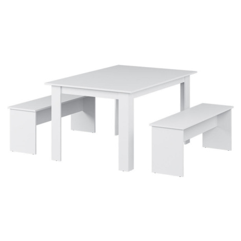 Vicco SÚPRAVA JEDÁLENSKÉHO STOLA Sentio biely 137.6 x 92.8 cm s 2 lavičkami