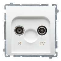 Anténna zásuvka R-TV ukončená do priechodných zásuviek, tlm.:10dB, biela