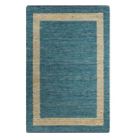 Ručne vyrábaný koberec juta modrý 80 × 160 cm