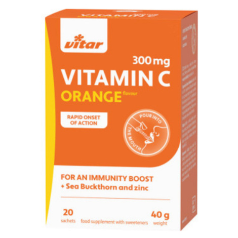VITAR Vitamín C 300 mg + rakytník + zinok s príchuťou pomaranča 20 sáčkov Vitar Veteriane