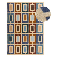 Modro-oranžový ručne tkaný vlnený koberec 120x170 cm Retro Blocks – Flair Rugs