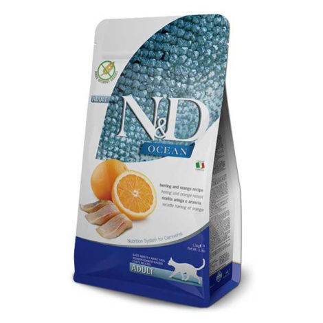 Farmina N&D cat OCEAN (GF) adult, herring & orange granule pre mačky 1,5kg