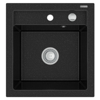 MEXEN MEXEN - Bunky Vito granitový drez 1 520x490 mm, čierna / strieborná metalíza 6503521000-73