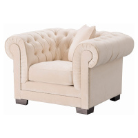 Dekoria Kreslo Chesterfield Classic Velvet Cream 118 x 96 x 77 cm, 118 x 96 x 77 cm