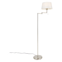 Klasická stojaca lampa z ocele s nastaviteľným bielym tienidlom - Ladas