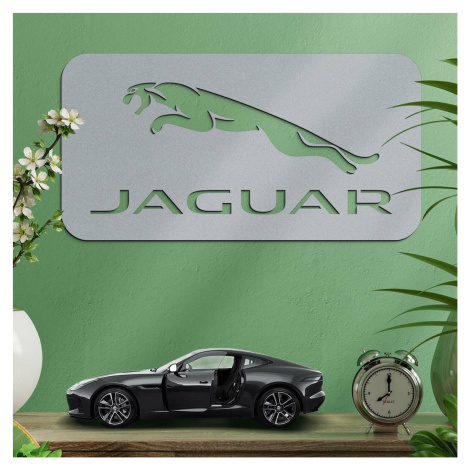 Drevený obraz - Logo auta Jaguar, Strieborná