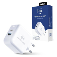 3mk sieťová nabíjačka - Hyper Charger 68W, GaN, 1x USB-C (PD), 1x USB, biela